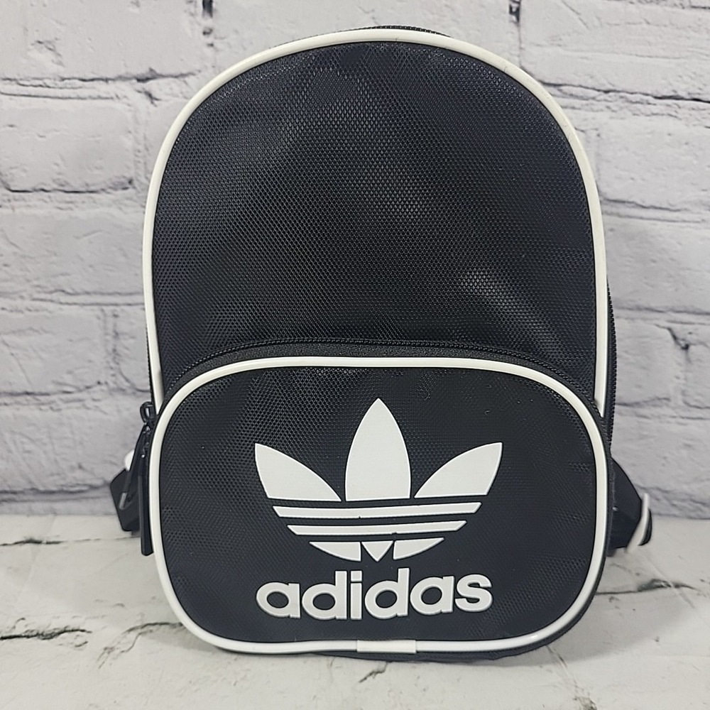 Adidas Originals Santiago Black White Mini Backpack Makeup Travel Trefoil Logo